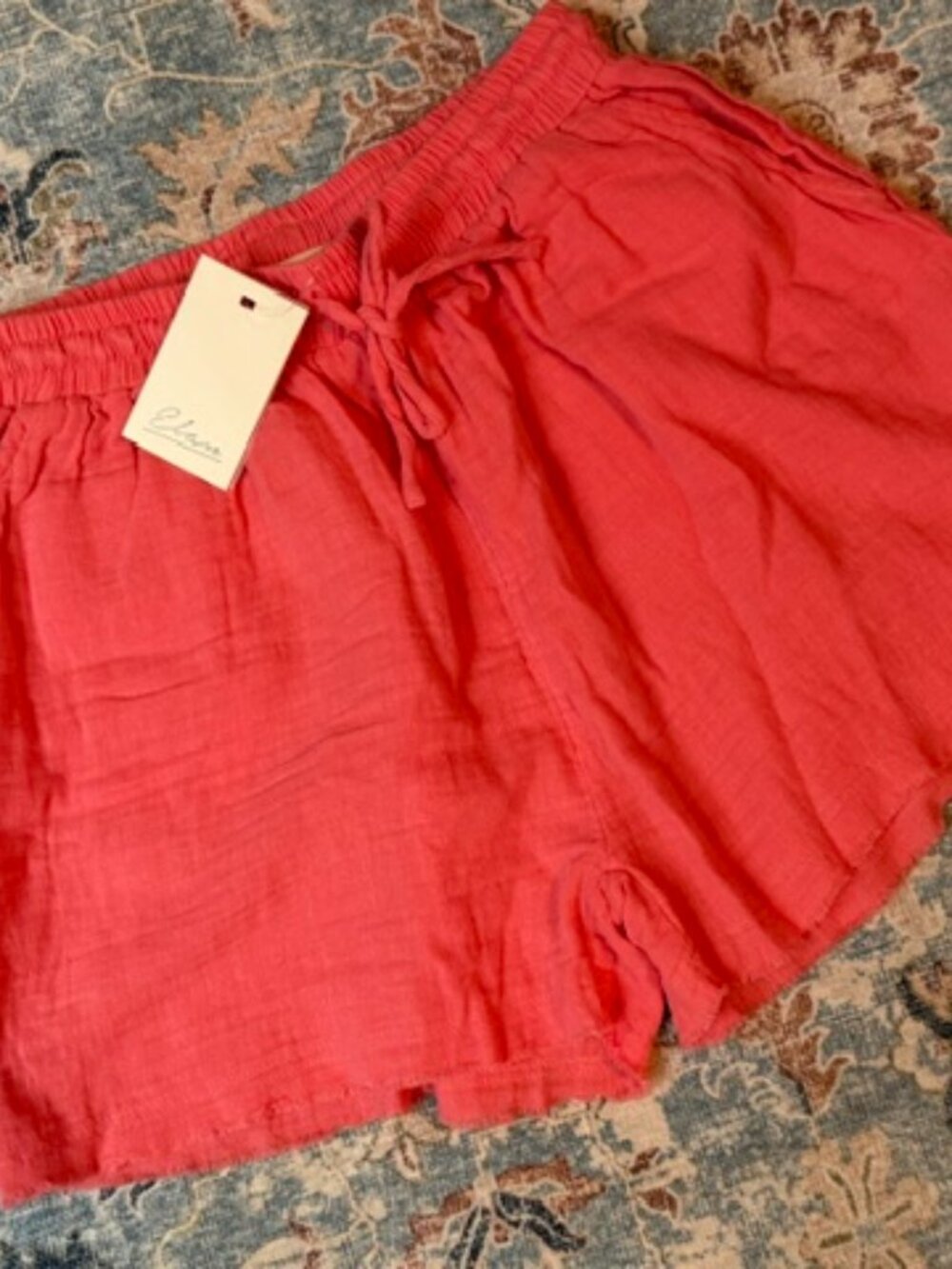 (2 for $25) ELAN Coral Cotton Gauze Drawstring Shorts - M - NWT